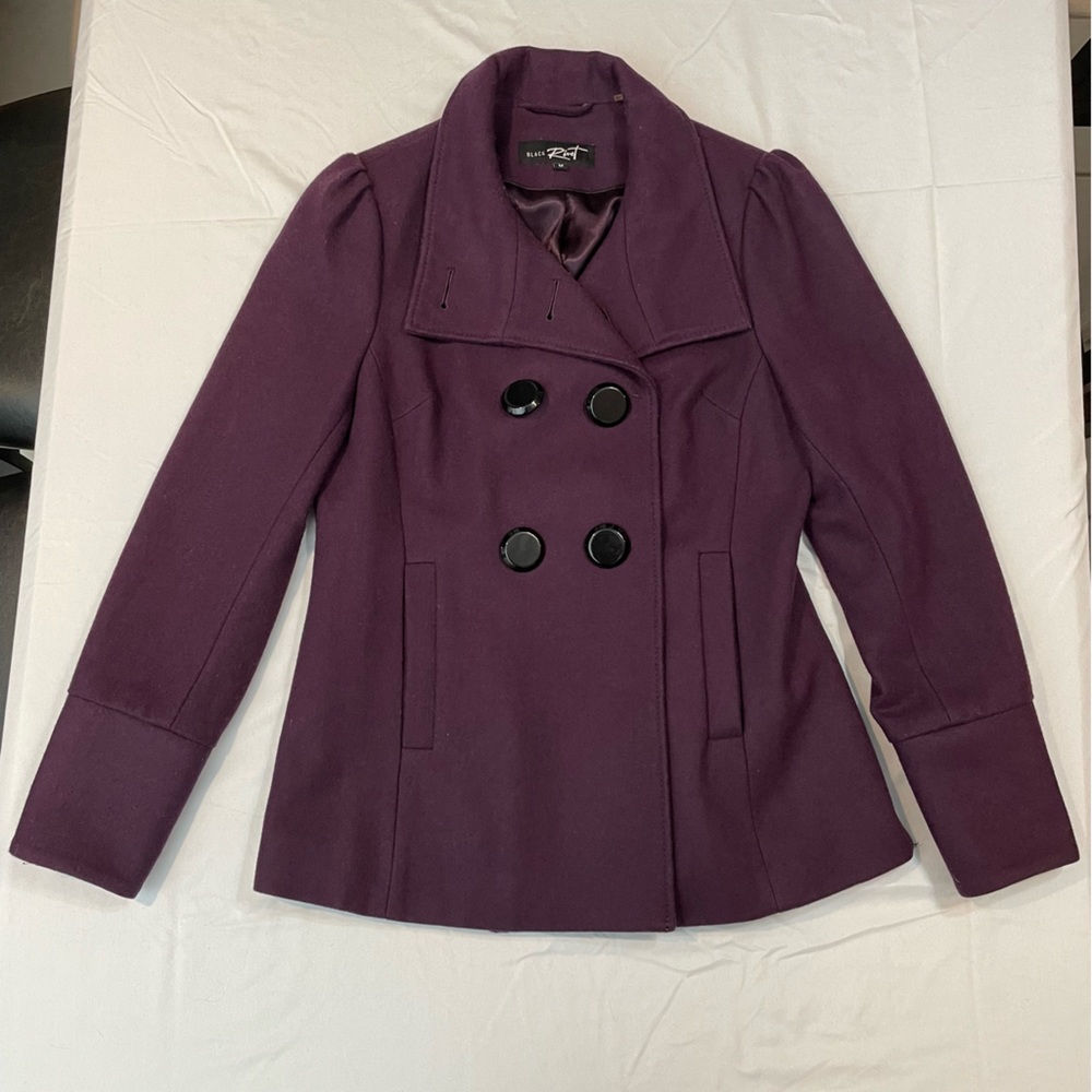 EUC Black Rivet Wool Blend “Pea Coat” Medium